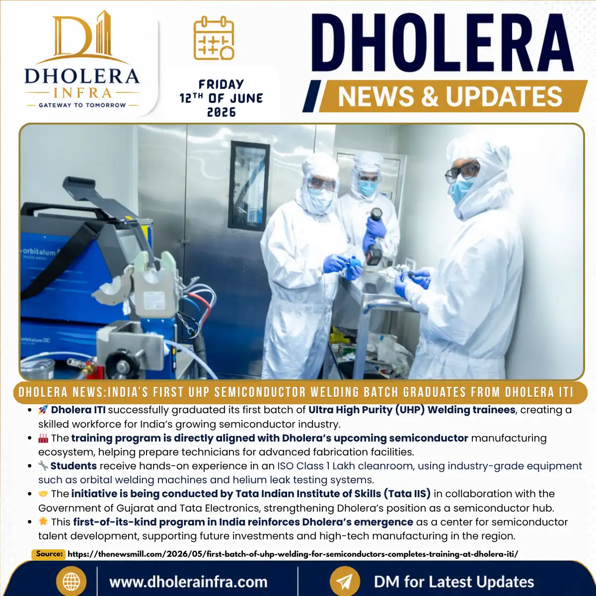 Dholera News about dholera iti first batch of semiconductor training