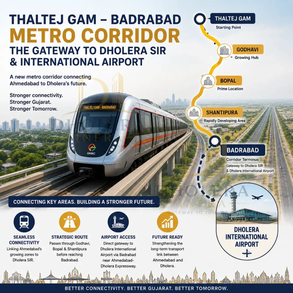 thaltej gam to dholera international airport connectivity